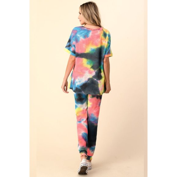 Blumin  Rainbow Tie Dye Jogger Set - Picture 4 of 7